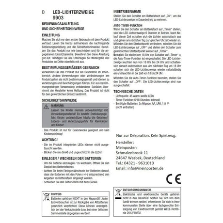 Lichterzweige LED warmweiß Weide Lichterkette Lichterzweig Timer Höhe 100 cm - Lichterzweig LED