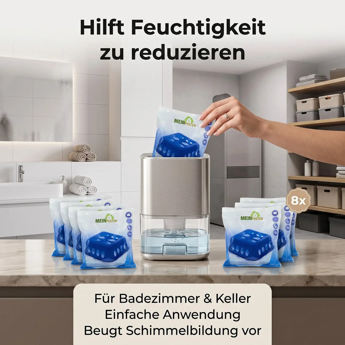 Luftentfeuchter Nachfüllpack 8 × 400 g – Granulat Nachfüllbeutel - Luftentfeuchter