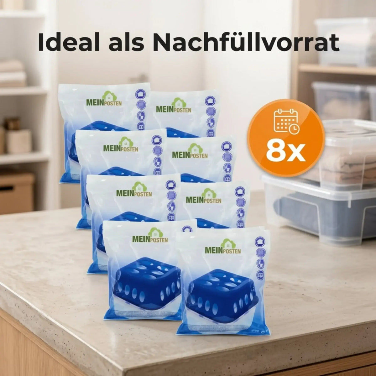 Luftentfeuchter Nachfüllpack 8 × 400 g – Granulat Nachfüllbeutel - Luftentfeuchter