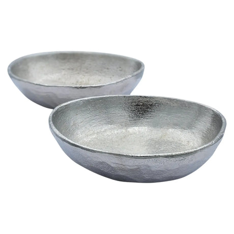 Metallschale klein Schälchen 2er Set Dekoschale Metallschale rund oval Kerzensand silber - 2 Schalen oval Sand creme