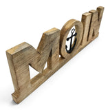 Moin Schriftzug 50 cm aus Mangoholz mit Anker – maritime Deko - Aufsteller
