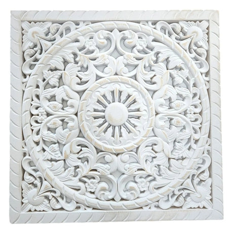 Ornament Holzbild Wandornament Holz shabby weiß Landhaus Dekoration Mandala Deko - Lene (40 x 40 cm) - Wandornament