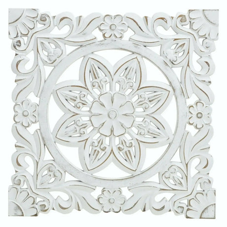 Ornament Holzbild Wandornament Holz shabby weiß Landhaus Dekoration Mandala Deko - Ella (38 x 38 cm) - Wandornament