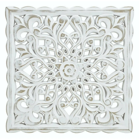 Ornament Holzbild Wandornament Holz shabby weiß Landhaus Dekoration Mandala Deko - Liv (38 x 38 cm) - Wandornament