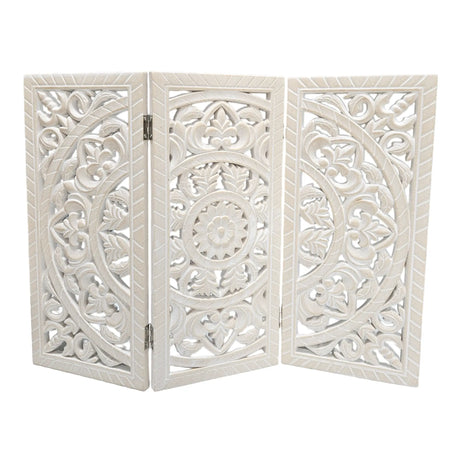 Ornament Holzbild Wandornament Holz shabby weiß Landhaus Dekoration Mandala Deko - Lia (60 x 45 cm) - Wandornament