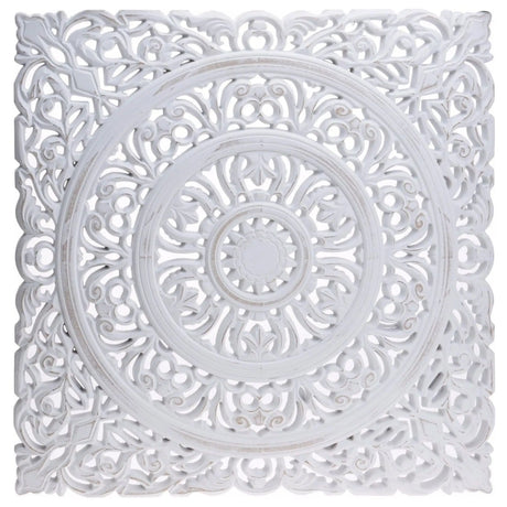 Ornament Holzbild Wandornament Holz shabby weiß Landhaus Dekoration Mandala Deko - Lotta (55 x 55 cm) - Wandornament