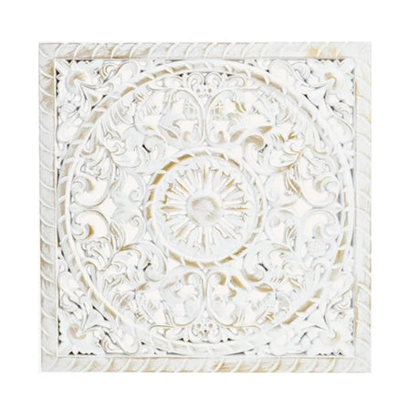 Ornament Holzbild Wandornament Holz shabby weiß Landhaus Dekoration Mandala Deko - Fina (40 x 40 cm) - Wandornament