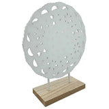Ornament mit Sockel Aufsteller Holzbild Schabby Vintage Blumenmuster Rund Ø 23cm - Holz Ornament