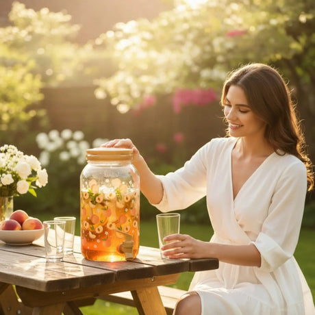 Saftspender Getränkespender mit Zapfhahn 3,75 Liter Kunststoff Wasserspender Pfirsich - Getränkespender