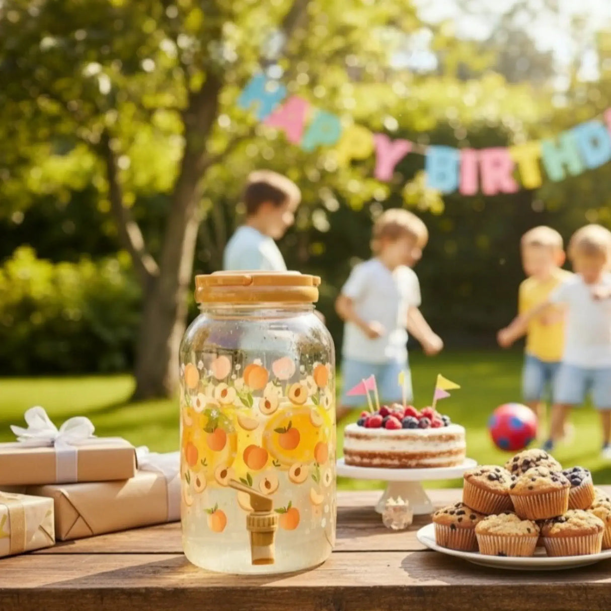 Saftspender Getränkespender mit Zapfhahn 3,75 Liter Kunststoff Wasserspender Pfirsich - Getränkespender