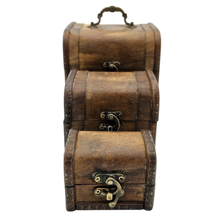 Schatzkiste Holzkiste mit Deckel Kiste weiß braun kleine Schatztruhe 3er Set - Holzkiste mit Deckel