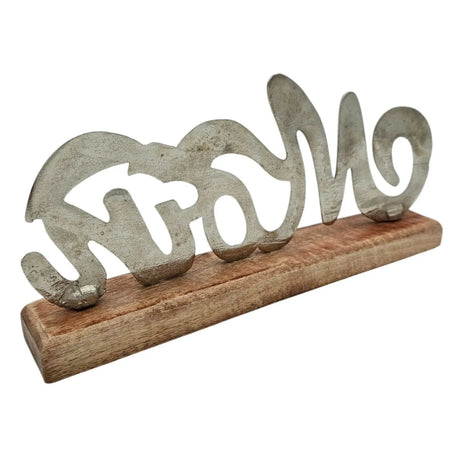 Schriftzug Moin Möwe Dekoschriftzug Mangoholz Schild Aluminium Holz Silber 33 cm - Schriftzug