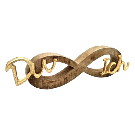 Schriftzug Schild Aufsteller Liebe Hochzeit DU & ICH Holzdeko Mango Geschenk L26 cm - Schriftzug