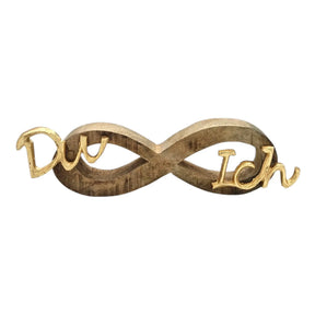 Schriftzug Schild Aufsteller Liebe Hochzeit DU & ICH Holzdeko Mango Geschenk L26 cm - Schriftzug