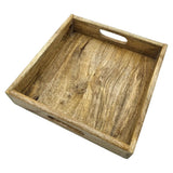 Serviertablett Dekotablett Mangoholz braun Natur Massiv Griff Schale eckig Holz - Dekotablett
