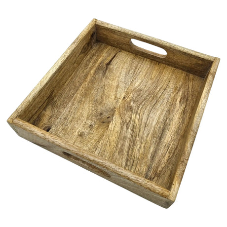 Serviertablett Dekotablett Mangoholz braun Natur Massiv Griff Schale eckig Holz - Dekotablett