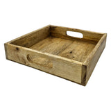 Serviertablett Dekotablett Mangoholz braun Natur Massiv Griff Schale eckig Holz - Klein 24x24 cm - Dekotablett