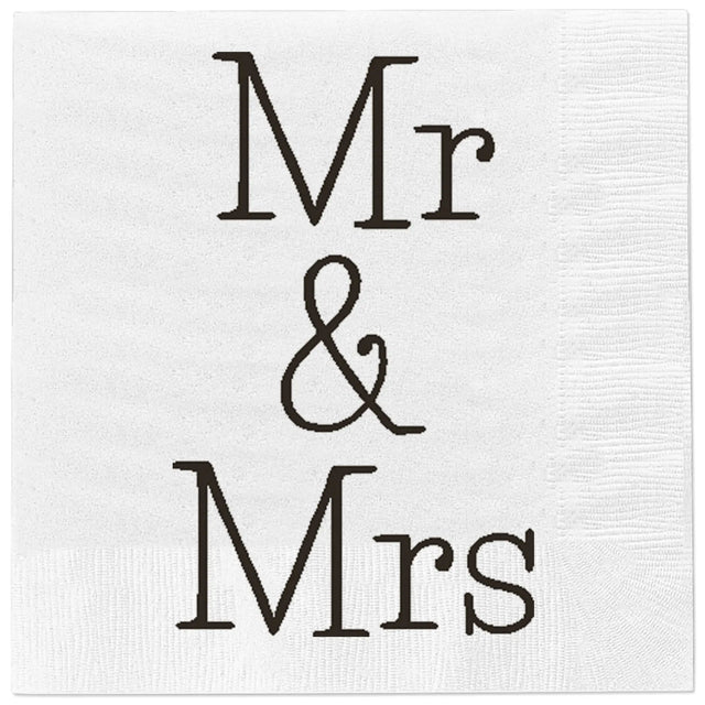 Servietten Mr & Mrs Hochzeit Papierservietten Feier Fest 80 Stück weiß 33x33 cm - Servietten