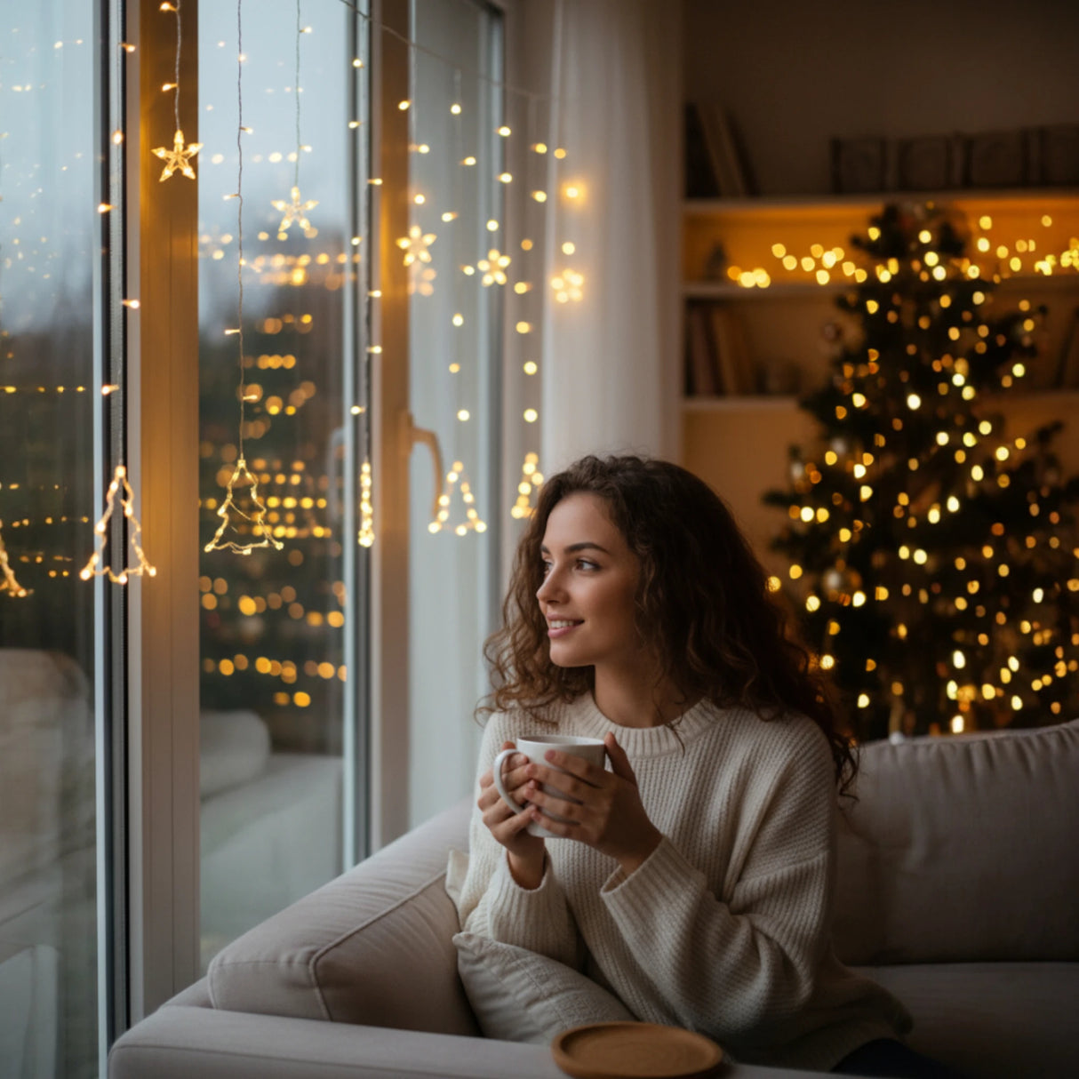 Fairy lights Christmas decoration Christmas tree star 138 LED indoor outdoor star curtain