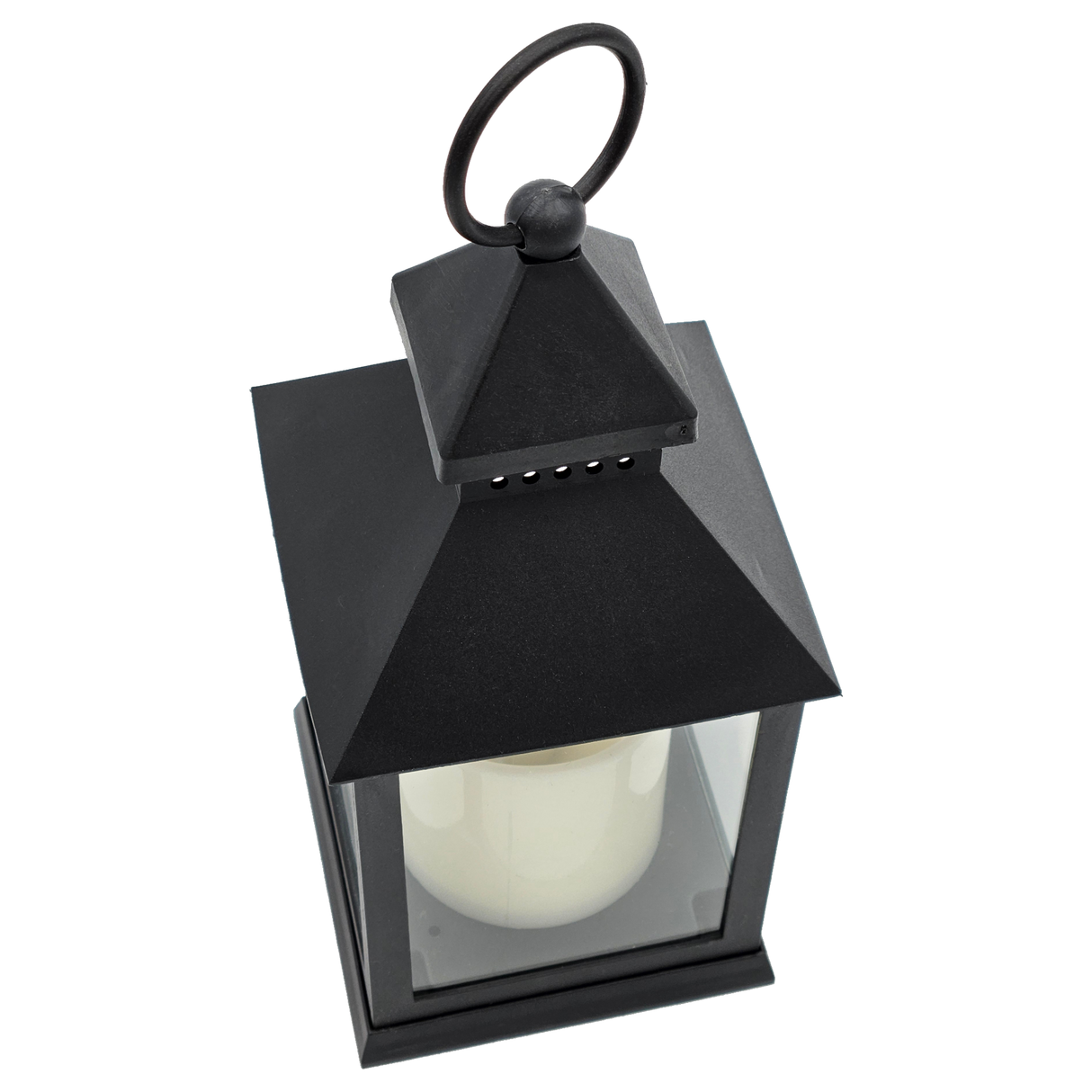 Lantern LED with timer battery-operated flickering light lantern black decoration