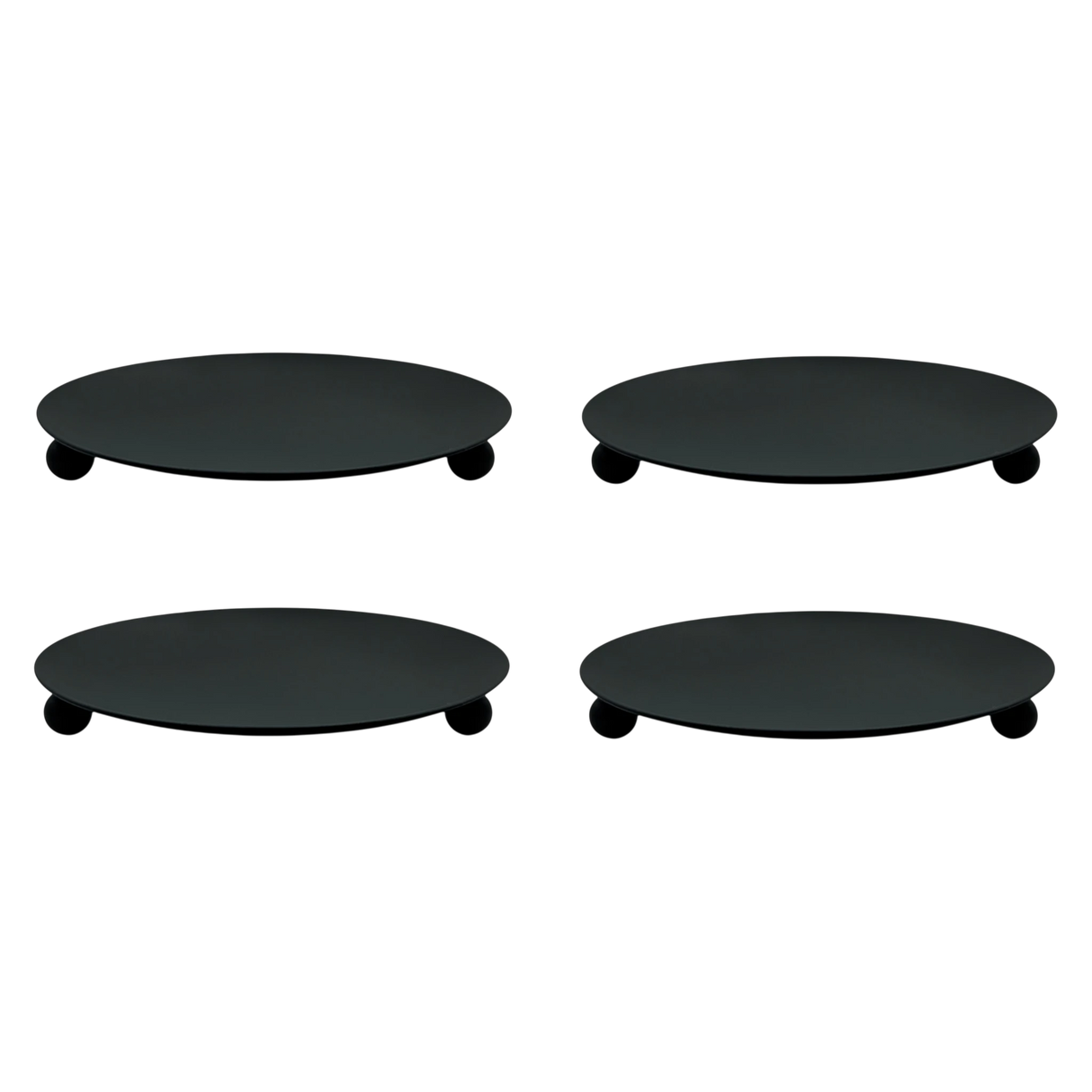 Kerzenhalter schwarz 4 Stück Stumpenkerzen Teller Kerzenteller Weihnachten 8,5 cm