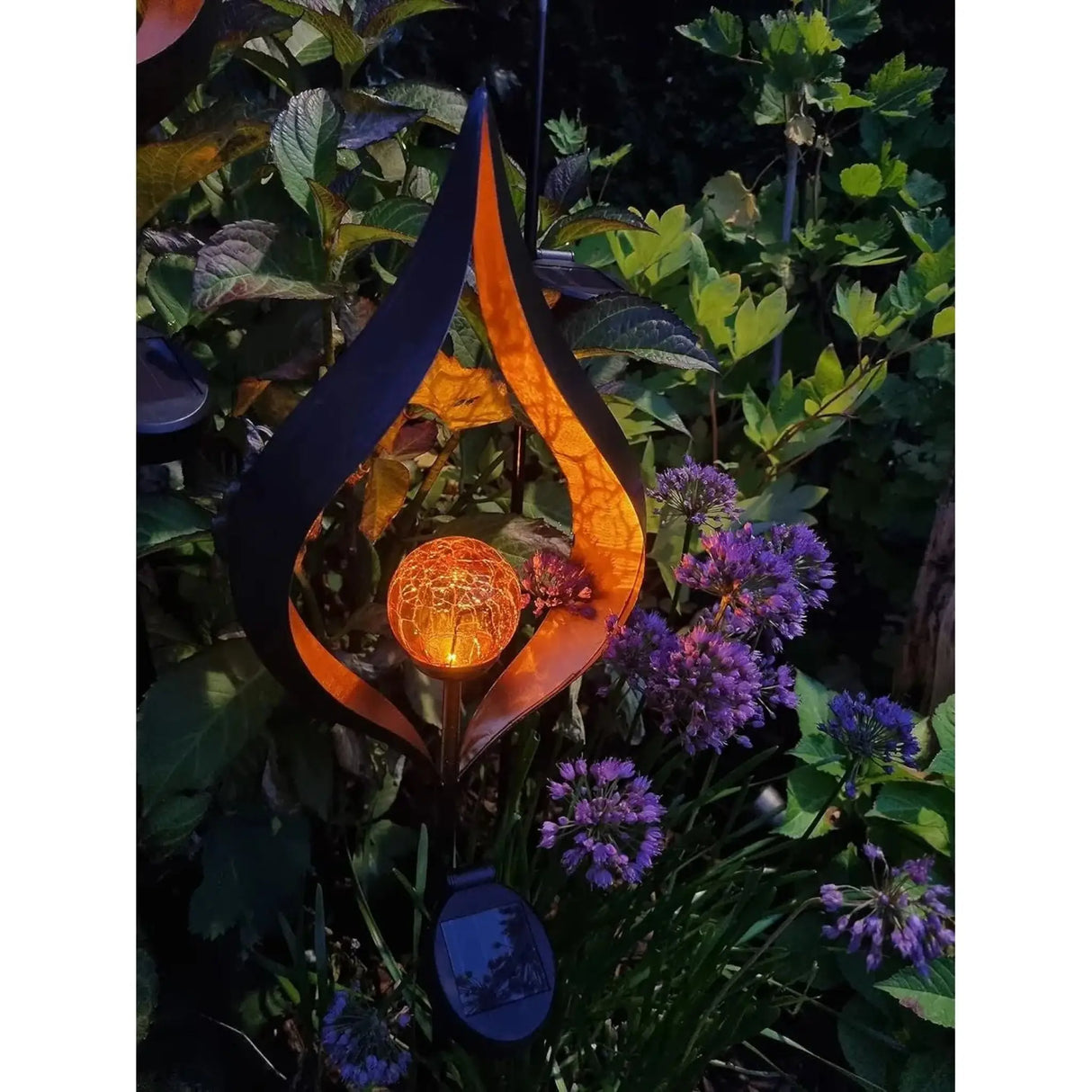 Solarleuchte SKY Solar Solarlampe schwarz Metall Höhe 90 cm Flamme - Solarleuchte