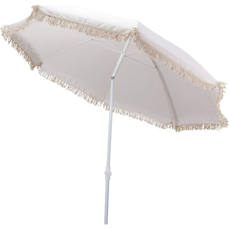 Sonnenschirm Strandschirm Balkon Gartenschirm creme Fransen Boho chic UV30+ 155cm - Sonnenschirm