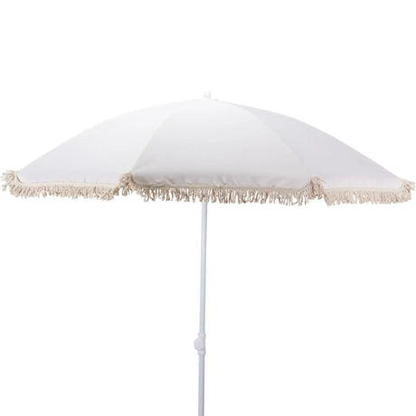 Sonnenschirm Strandschirm Balkon Gartenschirm creme Fransen Boho chic UV30+ 155cm - Sonnenschirm