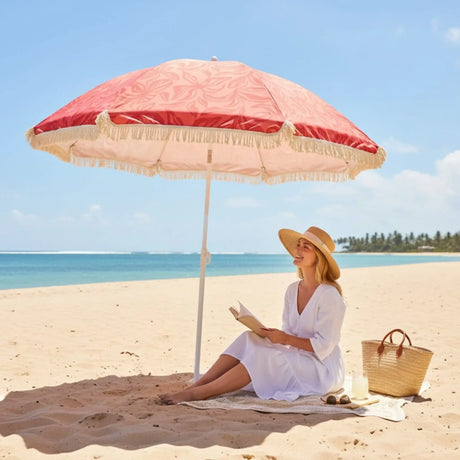 Sonnenschirm Strandschirm Gartenschirm BOHO UV30+ Balkonschirm Fransen - Sonnenschirm