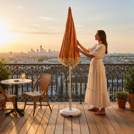 Sonnenschirm Strandschirm Gartenschirm BOHO UV30+ Balkonschirm Fransen - Sonnenschirm