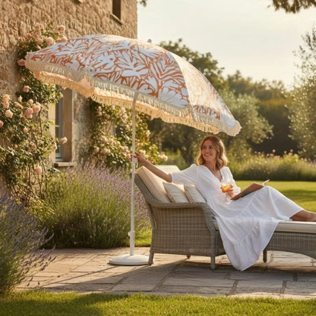 Sonnenschirm Strandschirm Gartenschirm BOHO UV30+ Balkonschirm Fransen - Sonnenschirm