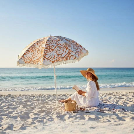 Sonnenschirm Strandschirm Gartenschirm BOHO UV30+ Balkonschirm Fransen - Sonnenschirm