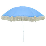 Sonnenschirm Strandschirm Schirm UV Schutz mit Fransen Tasche knickbar Ø 150 cm - Blau - Sonnenschirm