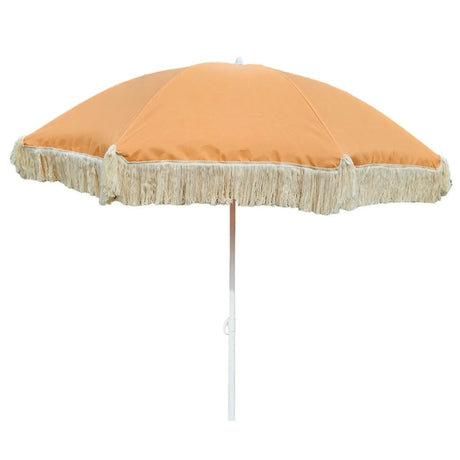 Sonnenschirm Strandschirm Schirm UV Schutz mit Fransen Tasche knickbar Ø 150 cm - Orange - Sonnenschirm