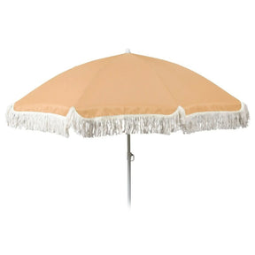 Sonnenschirm UV-Schutz 30+ Strandschirm mit Fransen Balkonschirm Schirm Ø 155 cm Sonnengelb - Sonnenschirm