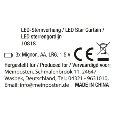Sternenvorhang Lichterkette LED Timer Batterie 80x85 cm - Lichterkette LED