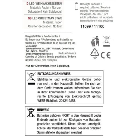 Sternleuchte Weihnachtsbeleuchtung LED Batteriebetrieben Weihnachtsdeko Stern - Weihnachtsstern LED