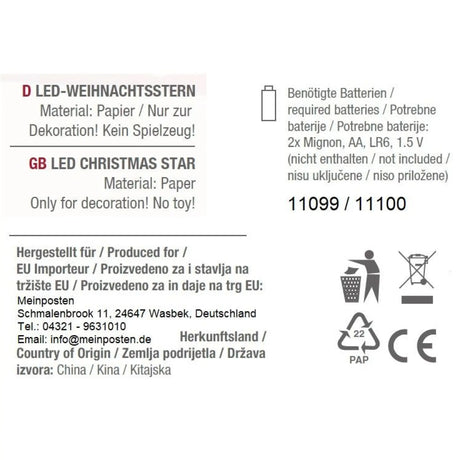 Sternleuchte Weihnachtsbeleuchtung LED Batteriebetrieben Weihnachtsdeko Stern - Weihnachtsstern LED