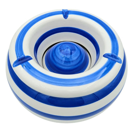 Sturmaschenbecher Mykonos M / XXL 23 cm Maritim blau weiß Aschenbecher gestreift - XXL 23 cm - Aschenbecher