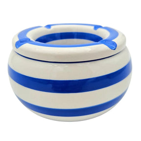 Sturmaschenbecher Mykonos M / XXL 23 cm Maritim blau weiß Aschenbecher gestreift - M 13 cm - Aschenbecher
