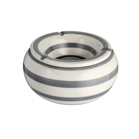 Sturmaschenbecher Mykonos M / XXL 23 cm Maritim grau weiß Aschenbecher gestreift - XXL 23 cm - Aschenbecher