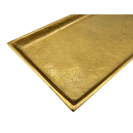 Tablett Deko Metall 44x13 cm gold Kerzentablett Dekotablett Dekoschale rechteckig - Dekotablett