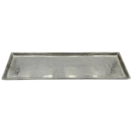 Tablett Deko Metall 44x13 cm silber Kerzentablett Dekotablett Dekoschale rechteckig - Dekotablett