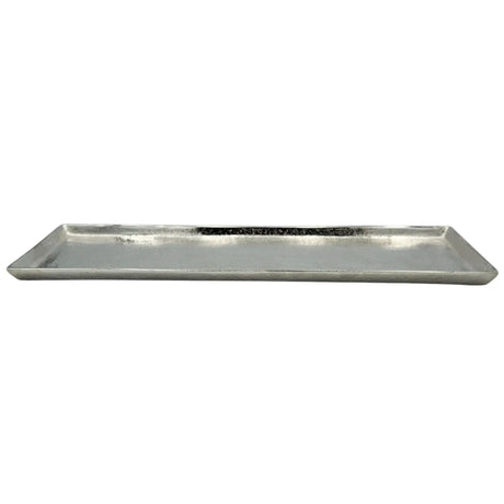 Tablett Deko Metall 44x13 cm silber Kerzentablett Dekotablett Dekoschale rechteckig - Dekotablett