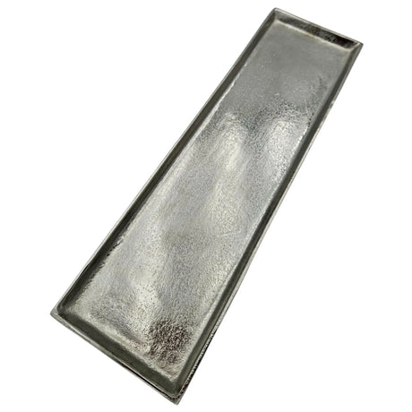 Tablett Deko Metall 44x13 cm silber Kerzentablett Dekotablett Dekoschale rechteckig - Dekotablett