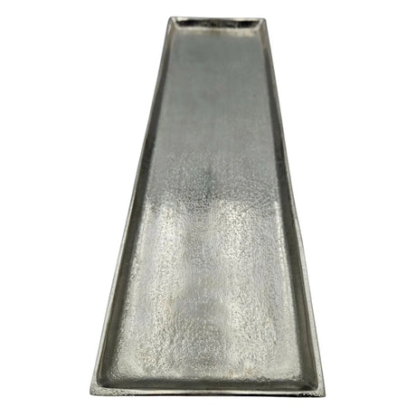 Tablett Deko Metall 44x13 cm silber Kerzentablett Dekotablett Dekoschale rechteckig - Dekotablett