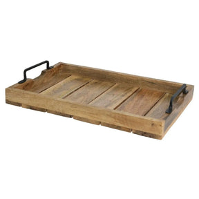 Tablett Dekotablett Holz Mango braun Deko Tischdeko Kerzentablett Holztablett Mittel: 46 x 31 cm - Holztablett