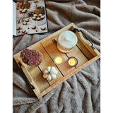 Tablett Dekotablett Holz Mango braun Deko Tischdeko Kerzentablett Holztablett Mittel: 46 x 31 cm - Holztablett