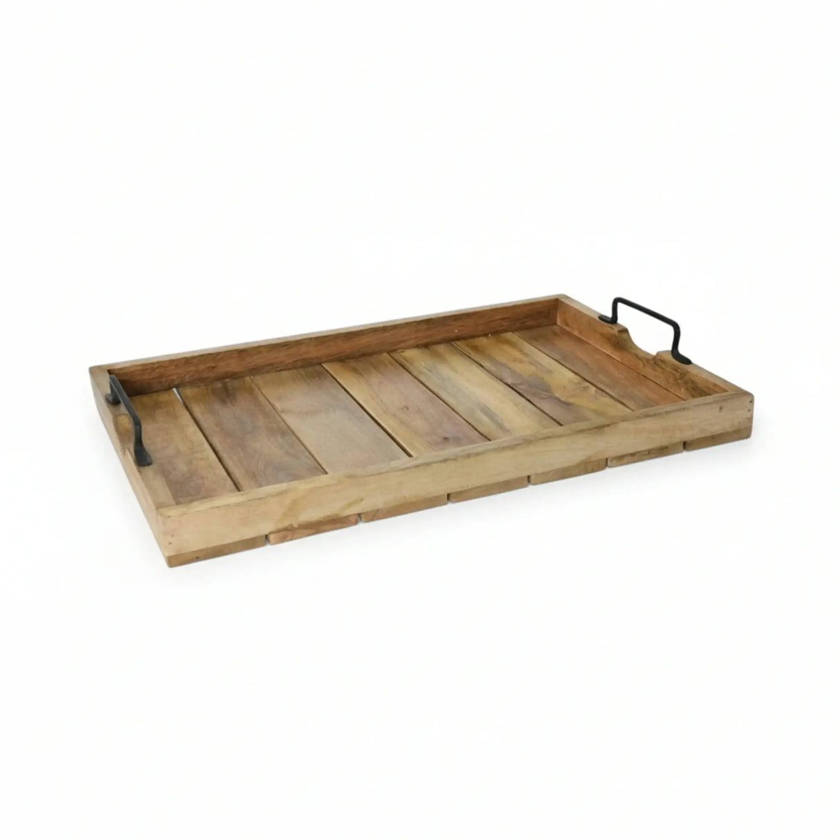 Tablett Dekotablett Holz Mango braun Deko Tischdeko Kerzentablett Holztablett Groß: 57 x 39 cm - Holztablett