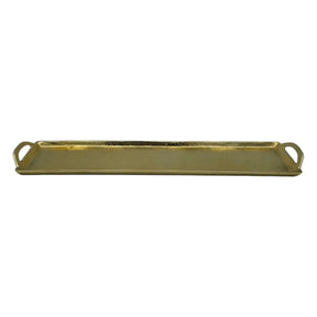 Tablett Gold XXL Dekotablett 60 cm Griffen Kerzentablett Serviertablett langes Tablett Metall - Dekotablett